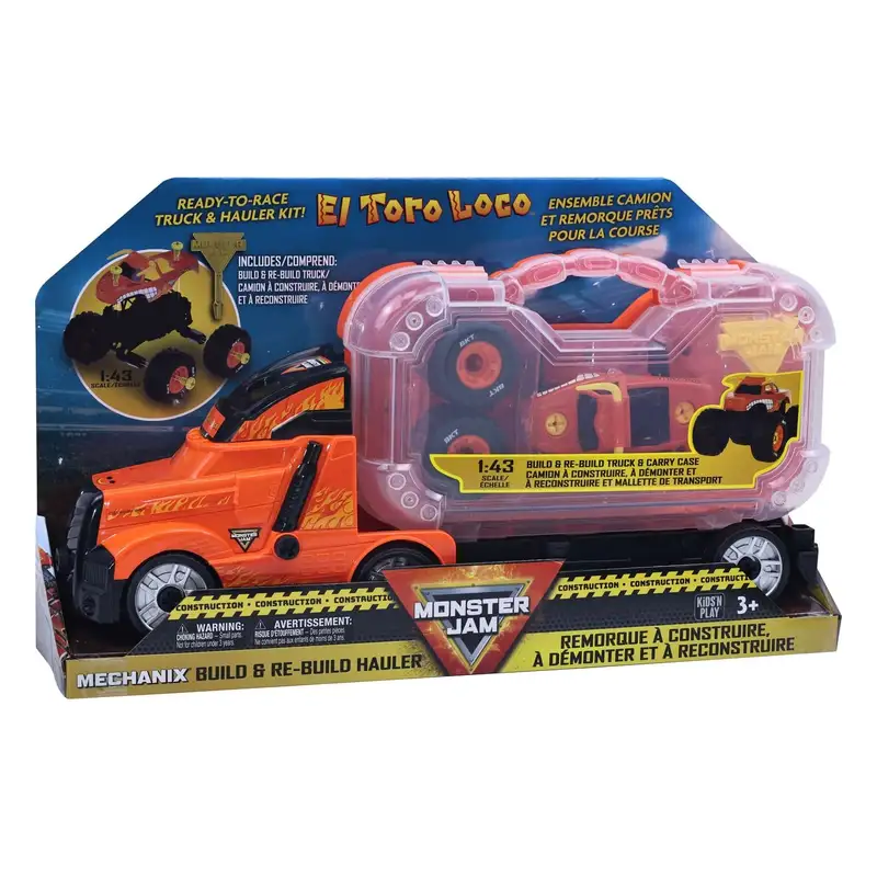 Spin Master Monster Jam 5004492 Kins N Play Mechanix Transportador El Toro Loco Para Armar (7)