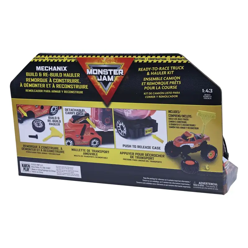 Spin Master Monster Jam 5004492 Kins N Play Mechanix Transportador El Toro Loco Para Armar (8)