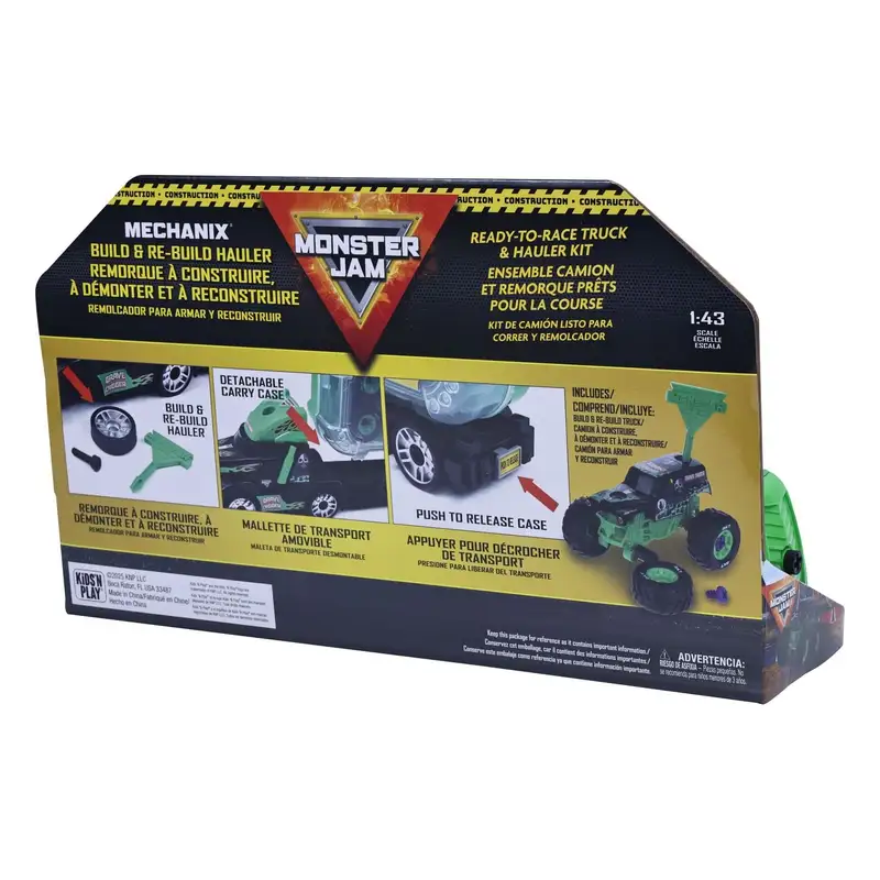 Spin Master Monster Jam 5004490 Kins N Play Mechanix Transportador Grave Digger Para Armar (8)