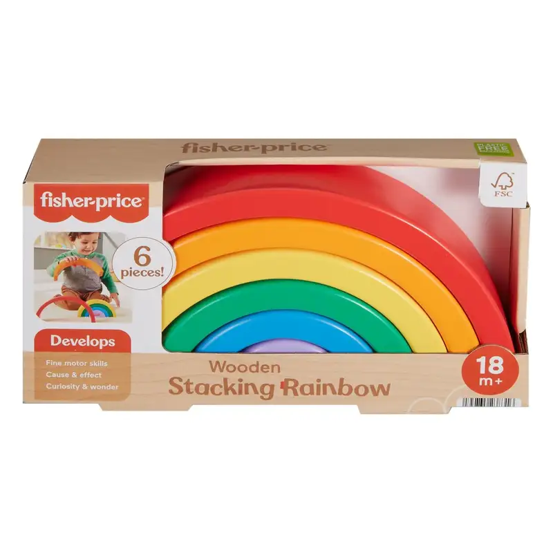 Mattel Fisher Price Hxt73 Arcoiris Apilable De Madera Fisher Price