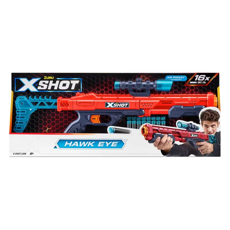 Zuru Xshot 36435 Hawk Eye Y Caja Abierta Granel Sin Interior 16 Dardos Y 6 Piezas