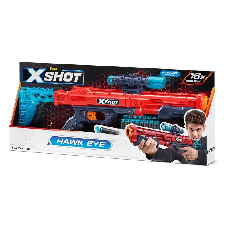 Zuru Xshot 36435 Hawk Eye Y Caja Abierta Granel Sin Interior 16 Dardos Y 6 Piezas