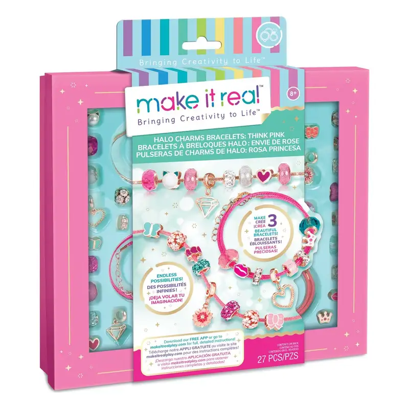 Make It Real Diy 1722 Pulseras Con Dijes Halo: Piensa En Rosa