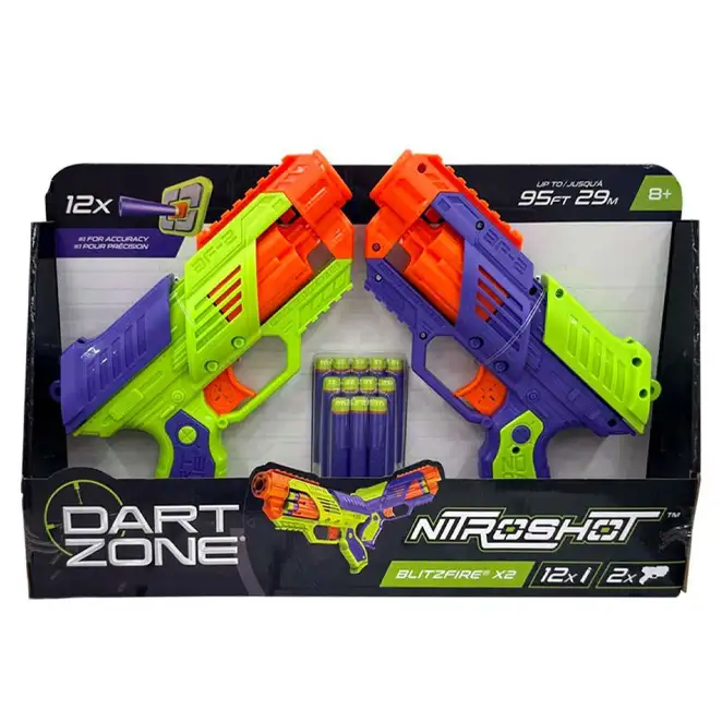 Prime Time Toys Dart Zone 6359-1-Eu Nitroshot Lanzadores Blitzfire Quickshot Paquete De 2