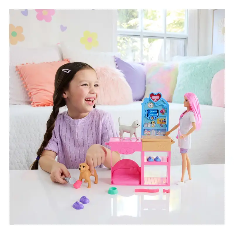 Mattel Barbie Jfx93  Clinica Veterinaria De Mascotas Con Accesorios