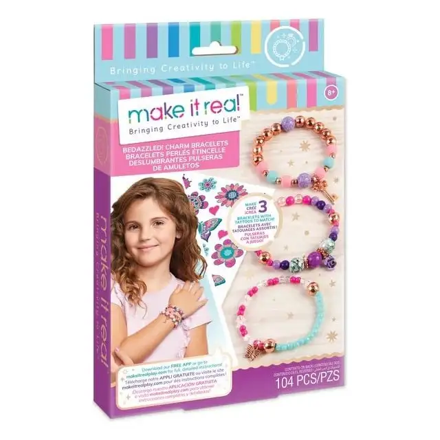 Make It Real Diy 1202 Bedazzled Pulseras Con Dijes Creatividad Floreciente
