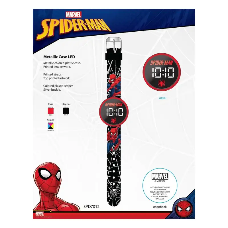 Spin Master Spider-Man Spd7012 Reloj Led Redondo Negro