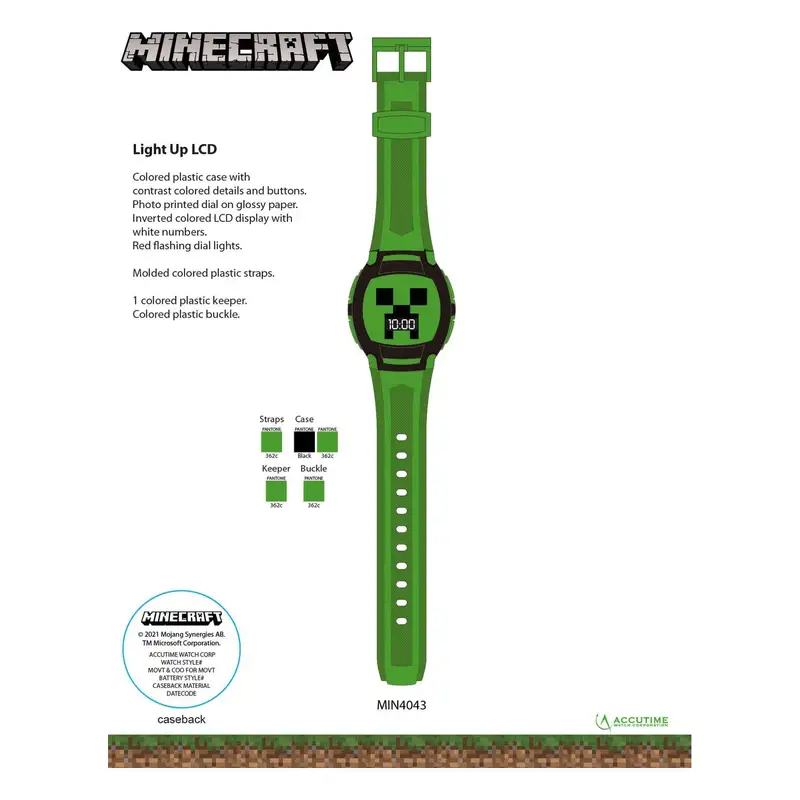 Spin Master Minecraft Min4043 Reloj Lcd Correa Verde
