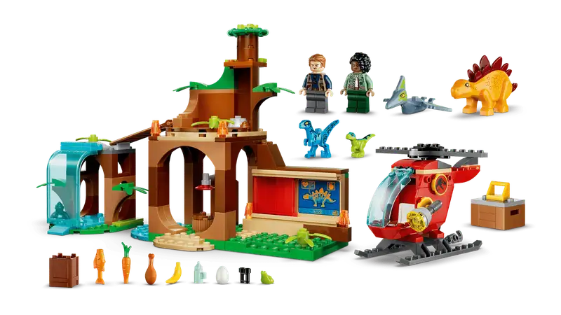 Lego Jurassic World 77981 Velocirraptor, Stegosaurus y Pteranodon: Mision De Rescate