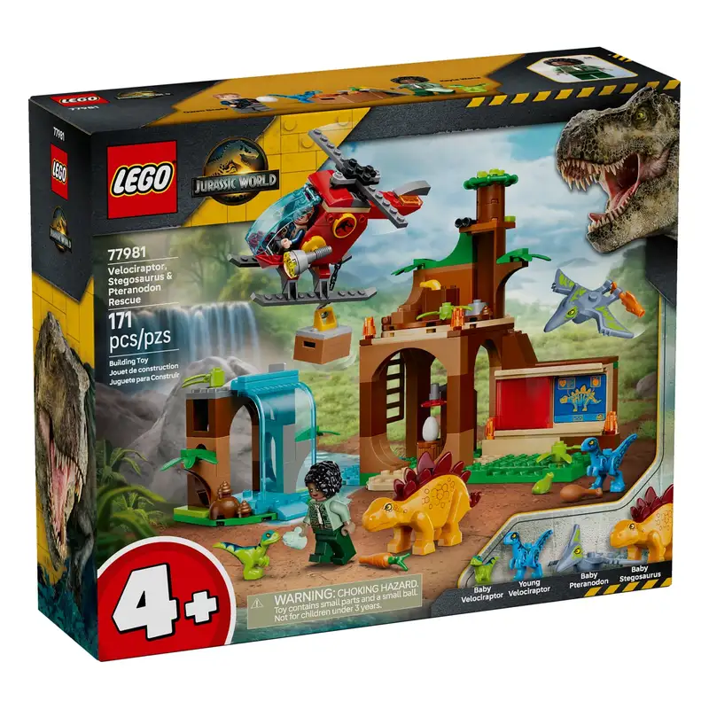 Lego Jurassic World 77981 Velocirraptor, Stegosaurus y Pteranodon: Mision De Rescate