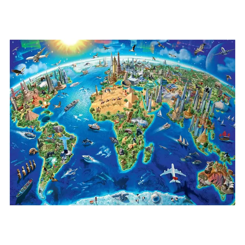 Ravensburger Rompecabezas 132270 Mapa De Lugares Emblematicos Del Mundo 300 Piezas