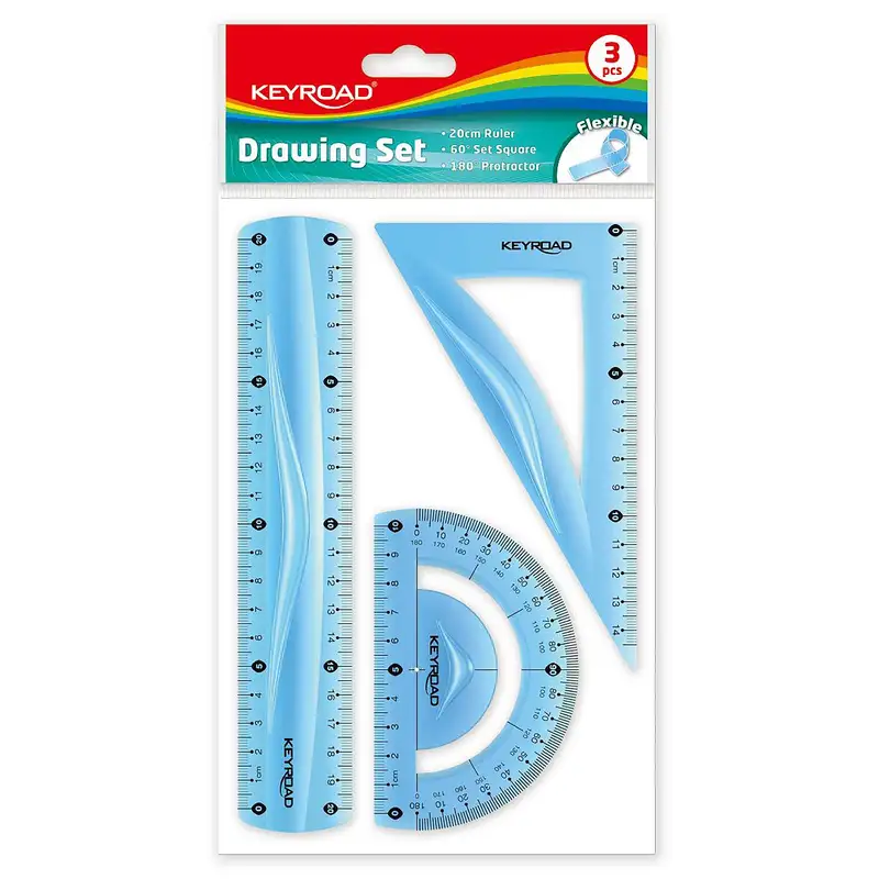 KEYROAD Juego Geometrico 20 Cms. Flexible 3 Pcs. KR970858 Azul (ASST 1/3)