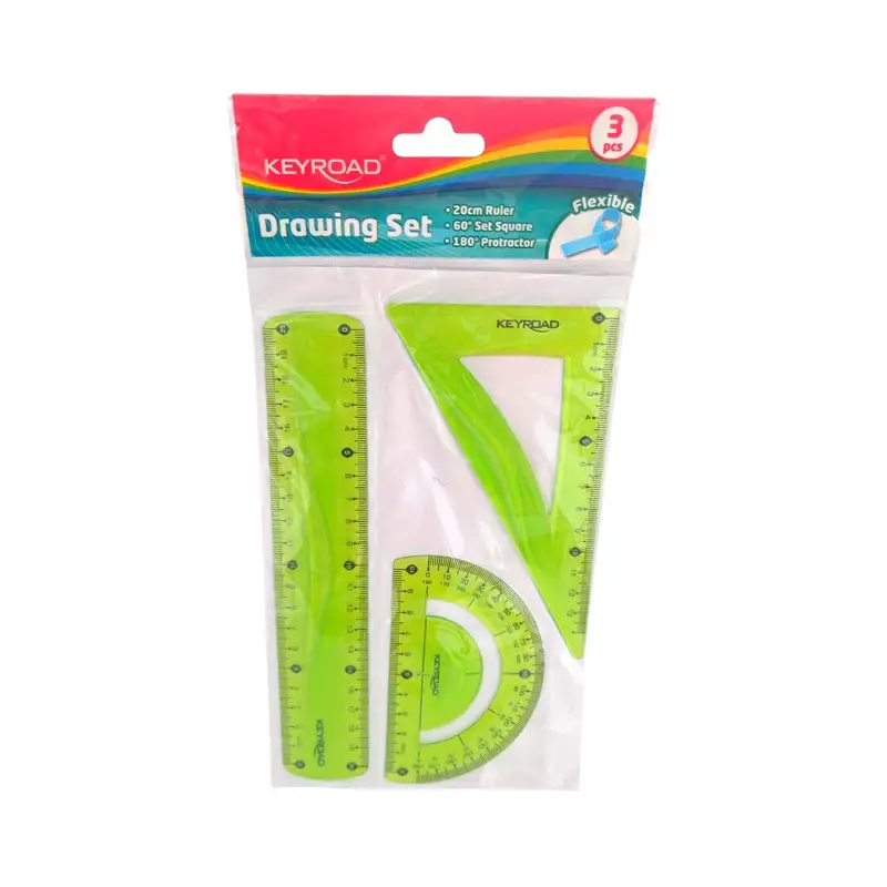 KEYROAD Juego Geometrico 20 Cms. Flexible 3 Pcs. KR970858 Verde (ASST 2/3)