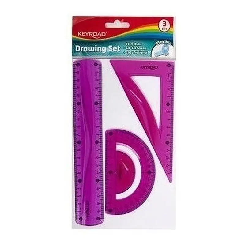 KEYROAD Juego Geometrico 20 Cms. Flexible 3 Pcs. KR970858 Rosado (ASST 3/3)
